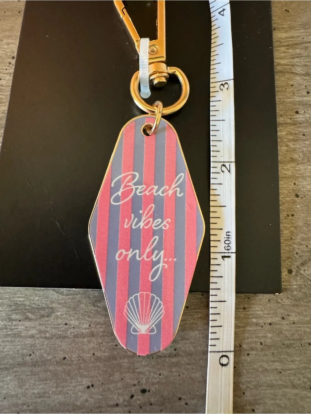 Beach Vibes Only Art Class Gold Textured Keychain or Bag Charm
